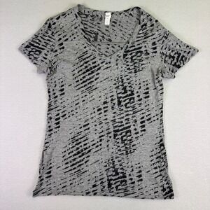 Under Armour Women's HeatGear Mesh‎ V-Neck T-Shirt Short Sleeve Gray Black Small